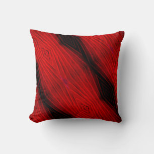 Coussin Noir, rouge, dos motif abstrait solide
