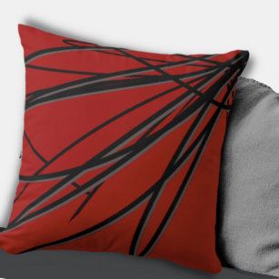 Coussin Noir rouge et gris moderne Artistique Abstrait