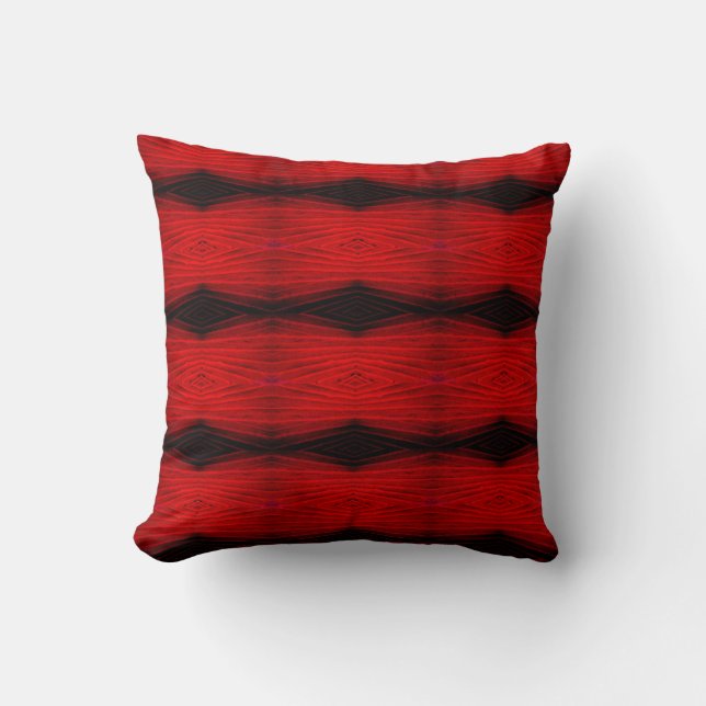 Coussin Noir, rouge, motif abstrait dos uni (Recto)