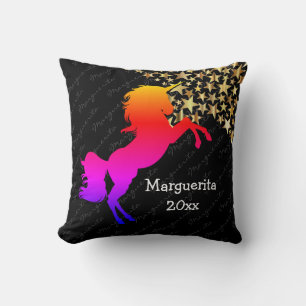 Coussin Noir UNICORN conservation personnalisée