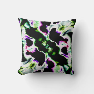 Coussin Noir vert violet Abstrait conception de la fleur s