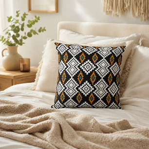 Coussin Noirs Amérindiens, Motifs Tribaux Intemporels