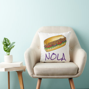 Coussin NOLA New Orleans Louisiane Crevettes Poboy Sandwic