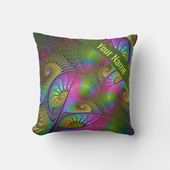 Coussin Nom Abstrait Fractal Lumineux et coloré (Recto)