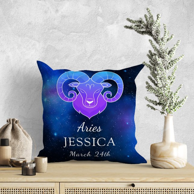 Coussin Nom avec signe Zodiac Aries Cadeau Jeu d'oreiller (Créateur téléchargé)