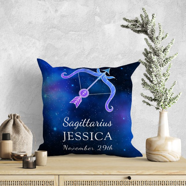 Coussin Nom avec signe Zodiac Sagittarius Cadeau (Créateur téléchargé)