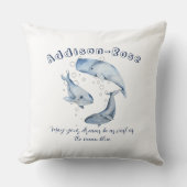 Coussin Nom Blue White Whale Ocean Theme Nursery (Recto)