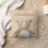 Coussin Nom Brown de l'ours Rustic Stripe Nursery (Couverture)