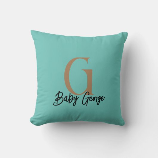 Coussin nom cadeau bébé monogramme unisex personnalisation (Recto)