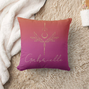 Coussin Nom céleste de la Parties scintillant or rose et o