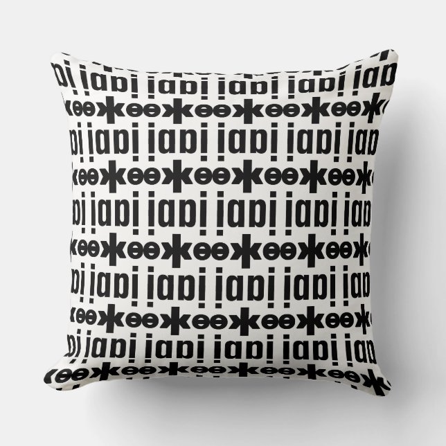 Coussin Nom crypté élégant moderne en noir et blanc (Recto)