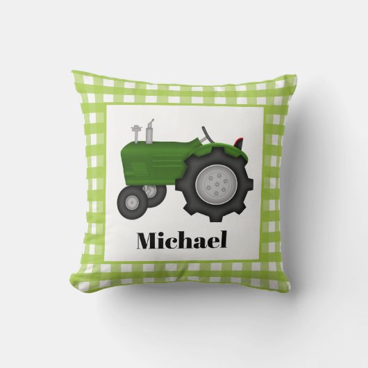 Coussin Nom d'ajout du tracteur agricole vert pâle (Recto)