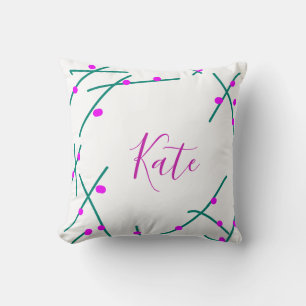 Coussin Nom d'arbre cerisier vert rose bohème rétro rustiq