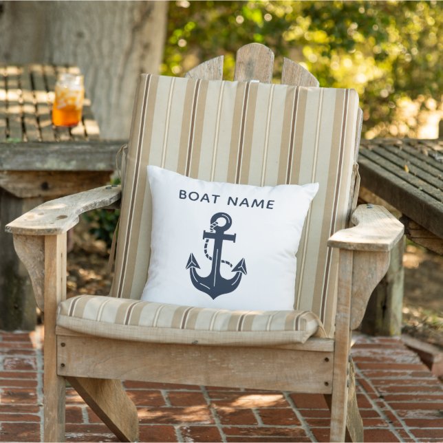 Coussin Nom de bateau à l'ancre nautique (Chaise)