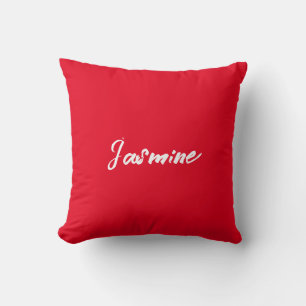 Coussin Nom de calligraphie rouge blanc minimaliste modern