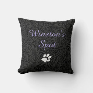 Coussin Nom de compagnie personnalisé floral noir écriture