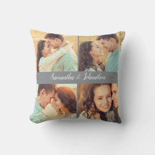 Coussin Nom de couple personnalisé sur photo