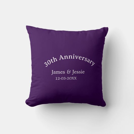 Coussin nom de date d'anniversaire de mariage 30 ans simpl (Recto)