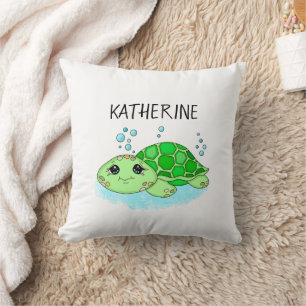 Coussin Nom de dessin personnalisé de la tortue mûre