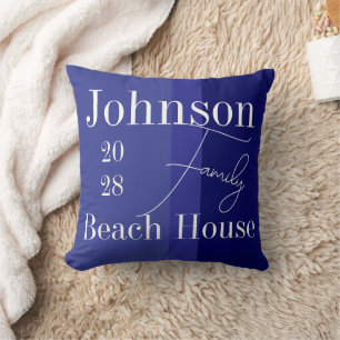 Coussin Nom de famille Beach House Blue Stripe