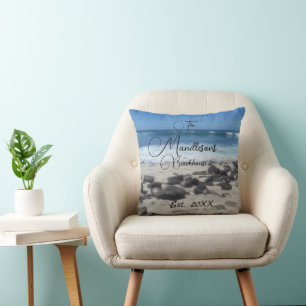Coussin Nom de famille Beach Ocean Waves