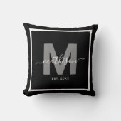 Coussin Nom de famille Black Monogramme de jeunes mariés (Recto)