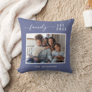 Coussin Nom de famille bleu