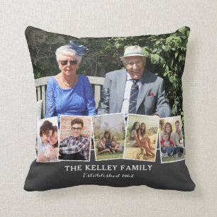 Coussin Nom de famille Collage personnalisé 6 Photos