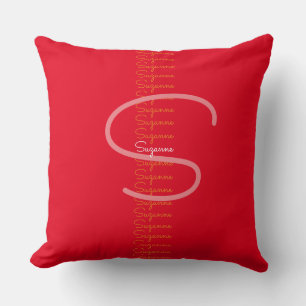 Coussin nom de famille créatif typographie monogramme roug