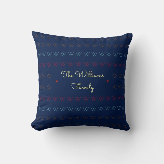 Coussin nom de famille de style / initial personnalisé ble (Recto)