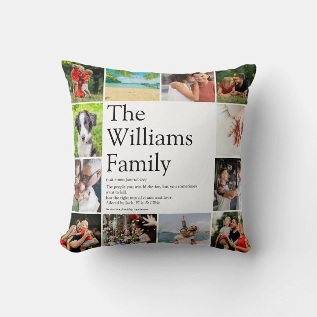 Coussin Nom de famille Définition Collage photo Amusant (Recto)