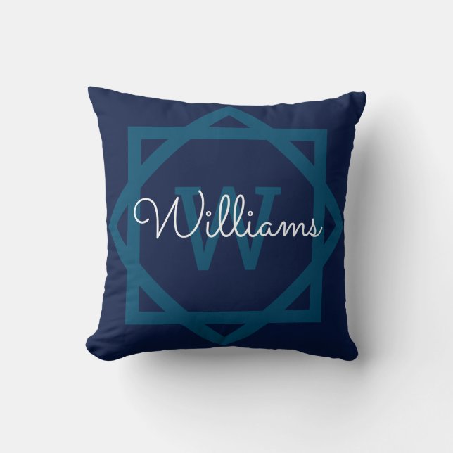 Coussin Nom de famille en monogramme de style script (Recto)