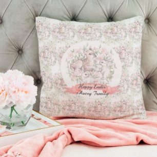 Coussin Nom De Famille Lapin De Cerf Personnalisé Pâques