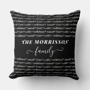 Coussin Nom de famille Motif Moderne Script tendance