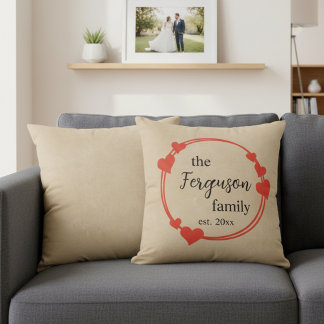 Coussin Nom de famille personnalisé avec année de mariage