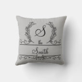 Coussin Nom de famille personnalisé et monogrammé (Verso)