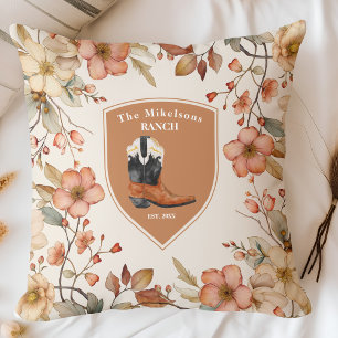 Coussin Nom de famille personnalisé Western Ranch