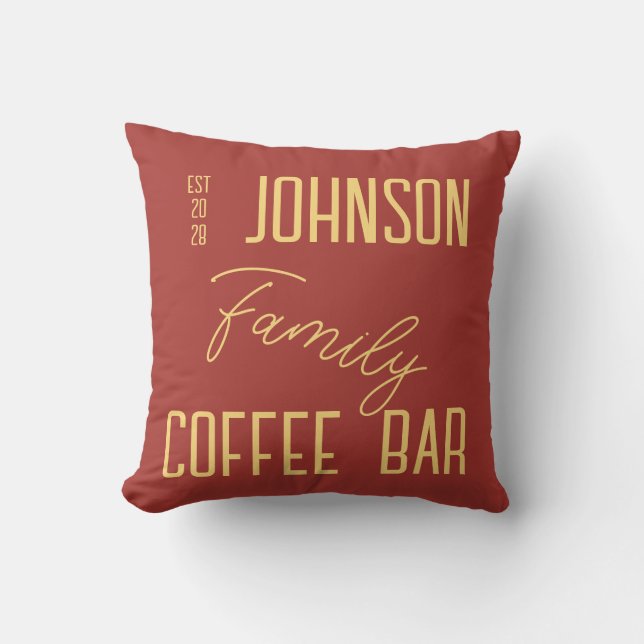 Coussin Nom de famille rustique Café de cuisine (Recto)