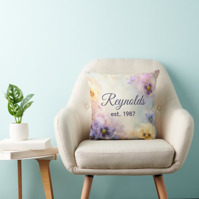 Coussin Nom de famille sur Abstrait de Pensées rêveur (Chaise)