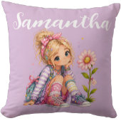 Coussin Nom de fille blonde personnalisé