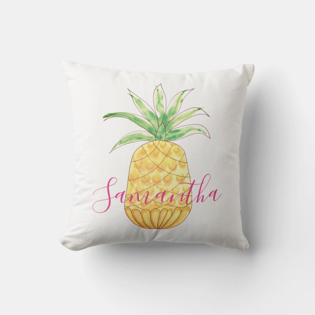 Coussin Nom de fille Rose Jaune Ananas (Recto)
