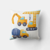 Coussin Nom de garçon personnalisé de construction camions (Verso)