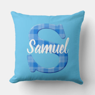 Coussin Nom de garçon personnalisé Plaid Lettre S 