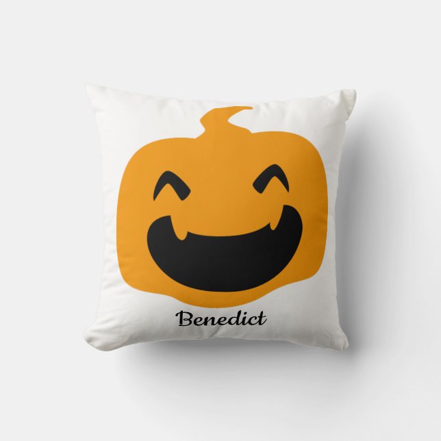 Coussin Nom de la face du citrouille de l'Halloween simple (Recto)