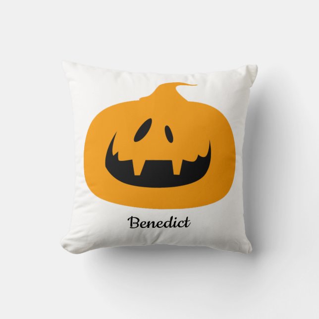 Coussin Nom de la face du citrouille de l'Halloween simple (Recto)