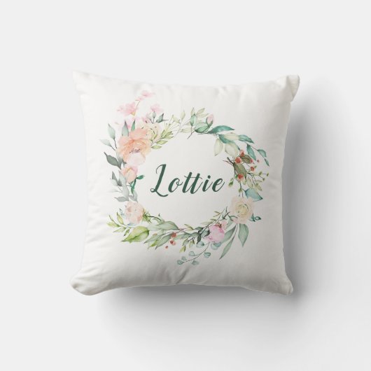 Coussin Nom de la guirlande de roses Script (Recto)