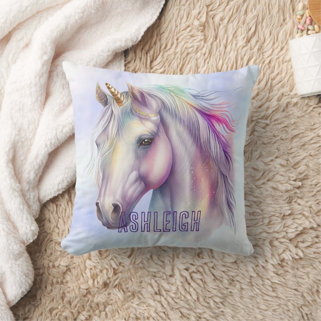 Coussin Nom de la licorne rose pourpre (Couverture)