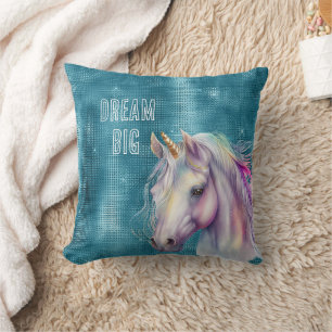 Coussin Nom de la licorne Turquoise Sparkle