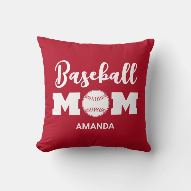Coussin Nom de la maman de baseball personnalisée (Recto)