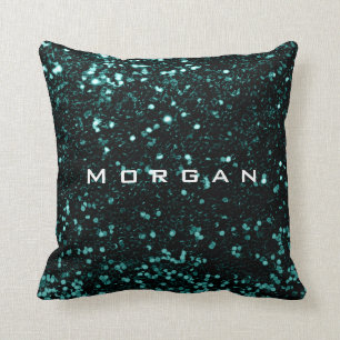 Coussin Nom de la parties scintillant Séquin mode Turquois